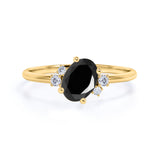 Unique 1.85 Carat Oval Cut Black Diamond and Asymmetrical Engagement Ring in White Gold