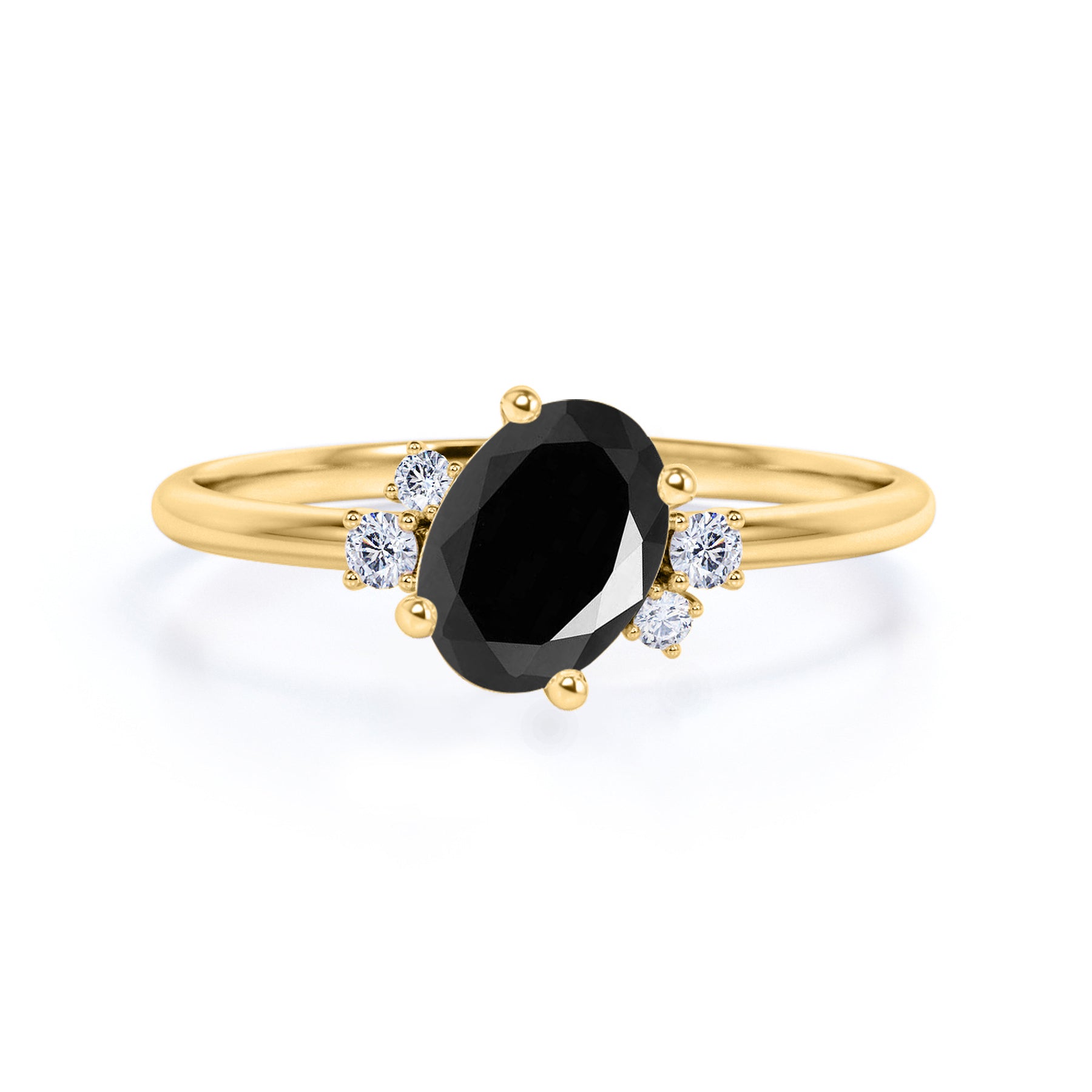 Unique 1.85 Carat Oval Cut Black Diamond and Asymmetrical Engagement Ring in White Gold