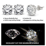 4 Carat Princess Cut Moissanite 4 Prong Solitaire Stud Earrings In 18K White Gold Plating Over Silver