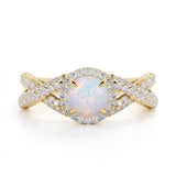 1.50 Ct Round Cut Lab Opal Infinity Engagement Ring