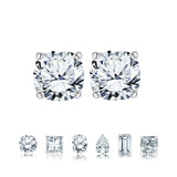Certified 0.5 Carat Cushion Cut Moissanite 4 Prong Solitaire Stud Earrings In 18K Rose Gold Plating Over Silver