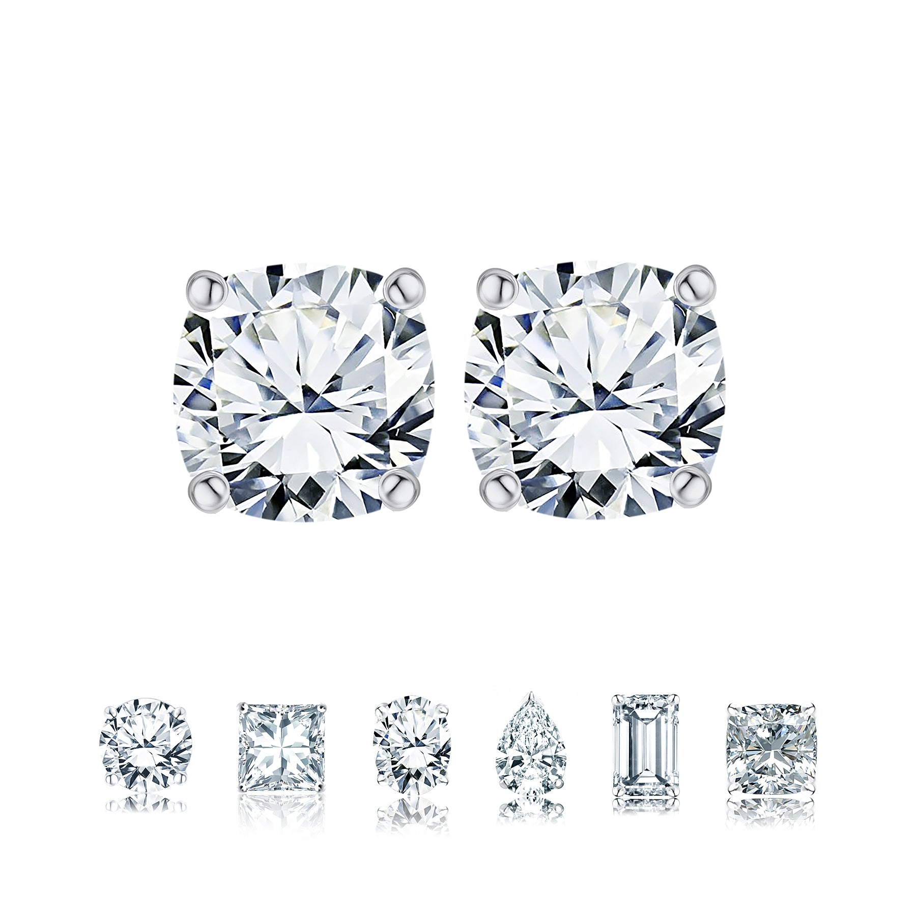 Certified 0.5 Carat Cushion Cut Moissanite 4 Prong Solitaire Stud Earrings In 18K Rose Gold Plating Over Silver