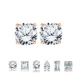 Certified 0.5 Carat Cushion Cut Moissanite 4 Prong Solitaire Stud Earrings In 18K Rose Gold Plating Over Silver