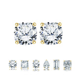 Certified 0.5 Carat Cushion Cut Moissanite 4 Prong Solitaire Stud Earrings In 18K Rose Gold Plating Over Silver