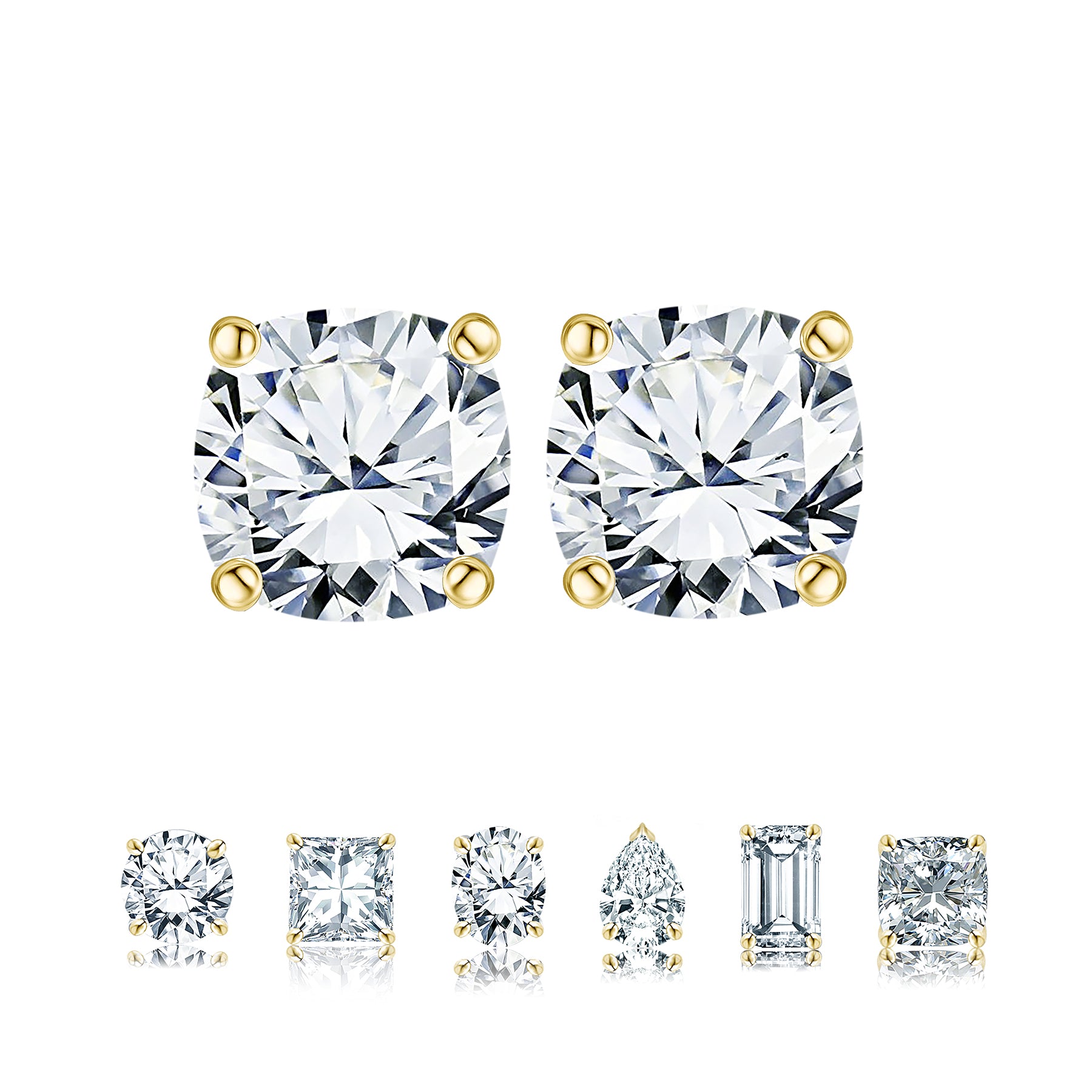 Certified 0.5 Carat Cushion Cut Moissanite 4 Prong Solitaire Stud Earrings In 18K Rose Gold Plating Over Silver