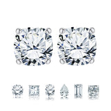 Certified - 4 Prong - 1 Carat Cushion Cut Moissanite - Solitaire Stud Earrings - 18K Rose Gold Plating Over Silver