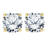Certified 4 Carat Cushion Cut Moissanite 4 Prong Solitaire Stud Earrings In 18K Rose Gold Plating Over Silver