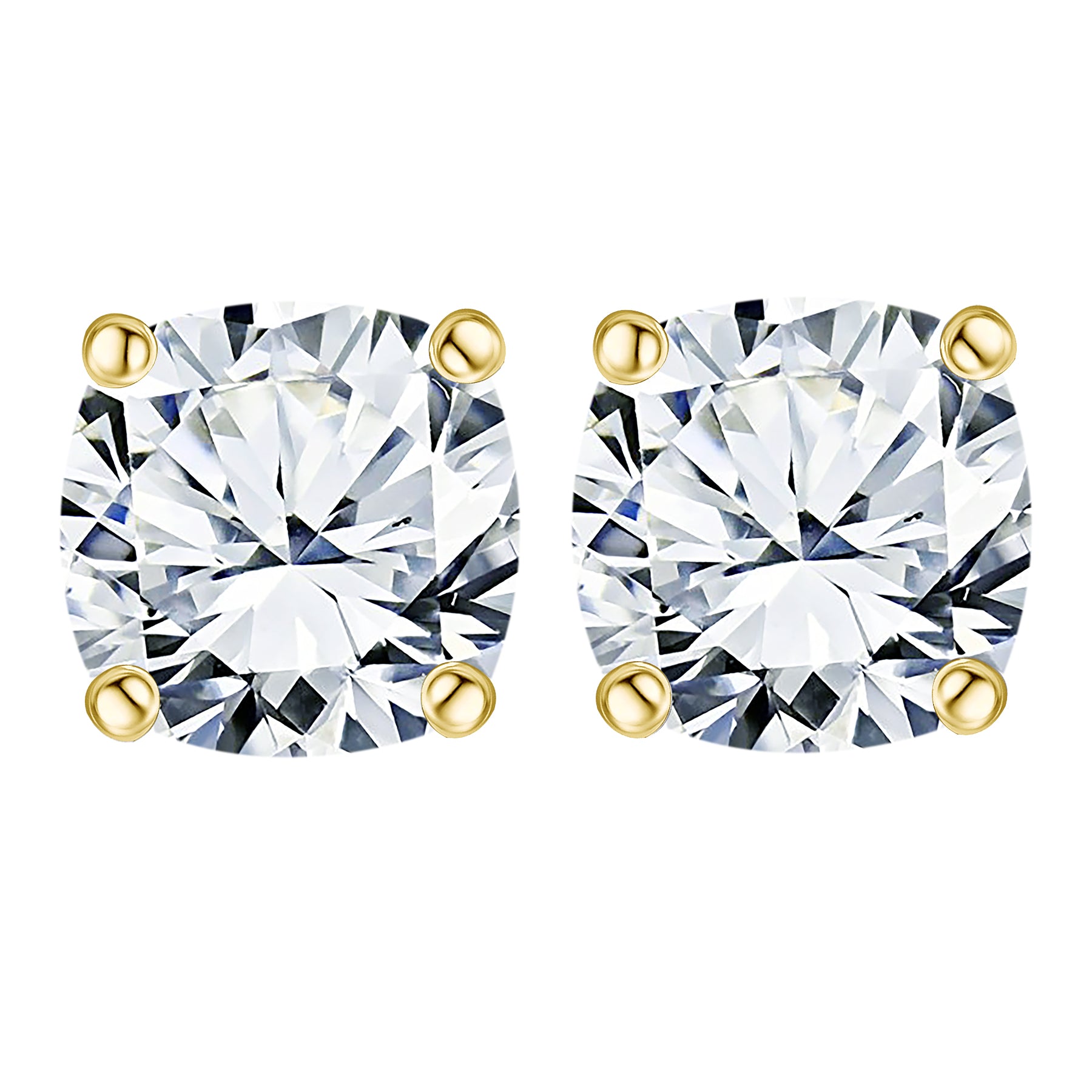 Certified 4 Carat Cushion Cut Moissanite 4 Prong Solitaire Stud Earrings In 18K Rose Gold Plating Over Silver