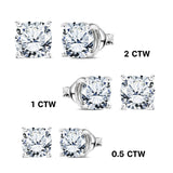 4 Prong - 0.20 Carat Cushion Cut Certified Lab Diamond - Solitaire Stud Earrings - 18K White Gold Plating Over Silver