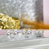 4 Prong - 0.20 Carat Cushion Cut Certified Lab Diamond - Solitaire Stud Earrings - 18K White Gold Plating Over Silver