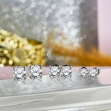 4 Prong - 0.20 Carat Cushion Cut Certified Lab Diamond - Solitaire Stud Earrings - 18K White Gold Plating Over Silver