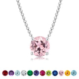 Beautiful 1 Carat Round Cut - Pink Tourmaline - October Birthstone Solitaire Pendant Necklace in 18k White Gold over Silver, Female, Adult