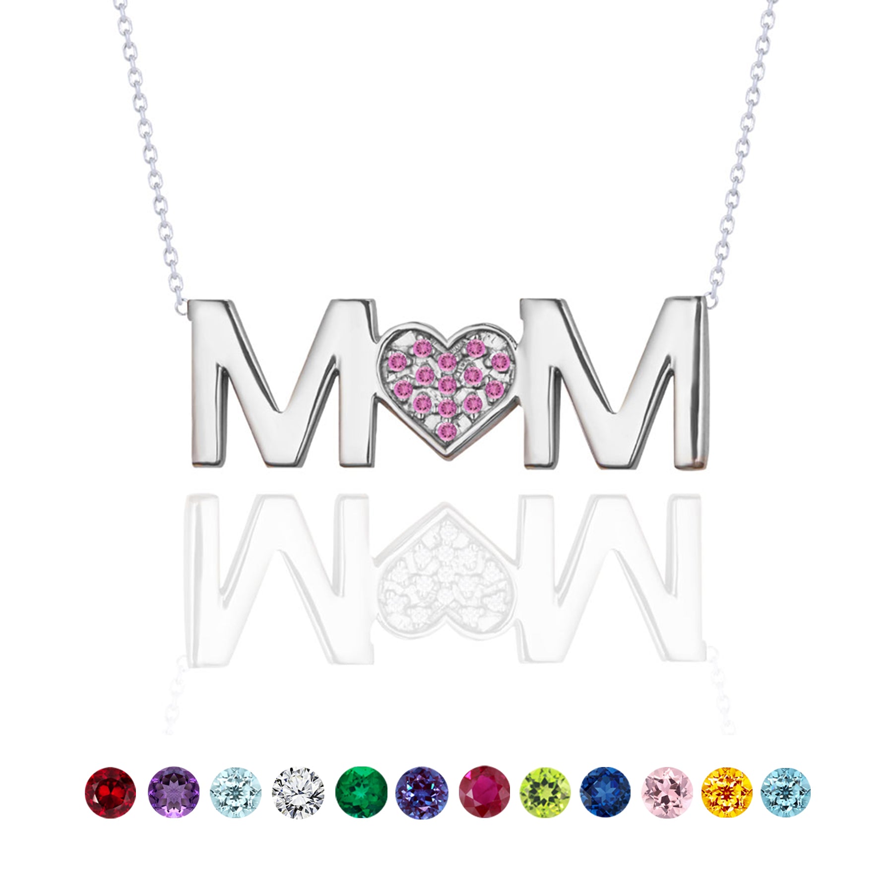 MOM Birthstone Pendant Necklace