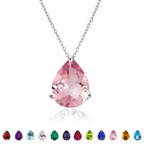 Elegant 1.5 TCW Pear Shaped - Pink Tourmaline - October Birthstone Prongs Solitaire Slider Pendant Necklace in 18K White Gold over Silver