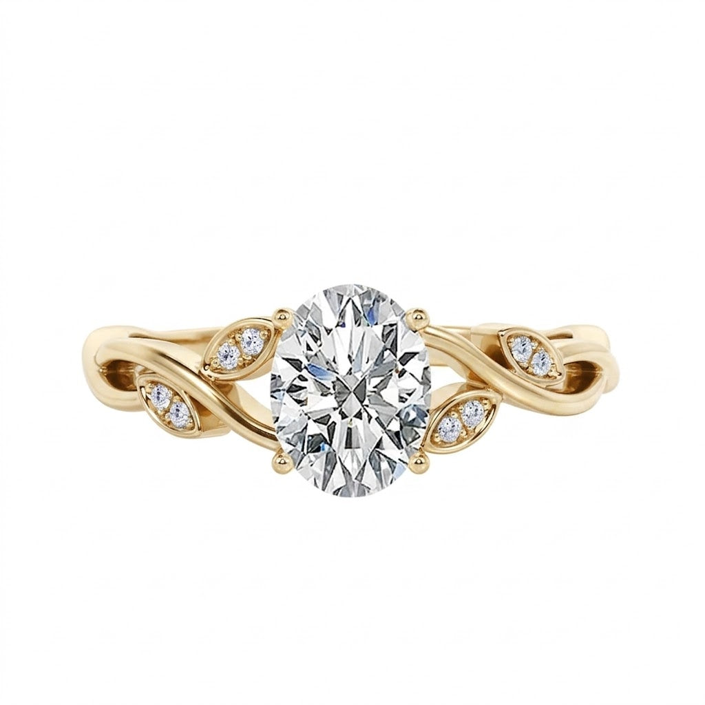 Twisted 1.1 Carat Oval Moissanite Engagement Ring