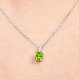 Flawless 1.25 Carat Oval Cut - Peridot - August Birthstone Pendant Necklace for Women in 18K White Gold over Silver