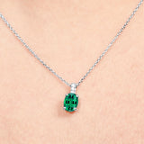 Flawless 1.25 Carat Oval Cut - Emerald - May Birthstone Pendant Necklace for Women in 18K White Gold over Silver
