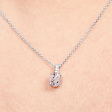 Flawless 1.25 Carat Oval Cut - Pink Tourmaline - October Birthstone Pendant Necklace for Women in 18K White Gold over Silver