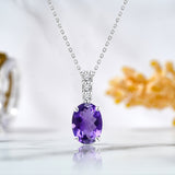 Flawless 1.25 Carat Oval Cut - Amethyst - February Birthstone Pendant Necklace for Women in 18K White Gold over Silver