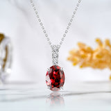 Flawless 1.25 Carat Oval Cut - Garnet - January Birthstone Pendant Necklace for Women in 18K White Gold over Silver