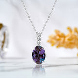 Flawless 1.25 Carat Oval Cut - Alexandrite - June Birthstone Pendant Necklace for Women in 18K White Gold over Silver
