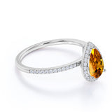 1 Carat Pear Cut November Birthstone Engagement Ring - Wedding Ring - Halo Ring - Pave Ring - Promise Ring - 18K White Gold Plating over Silver