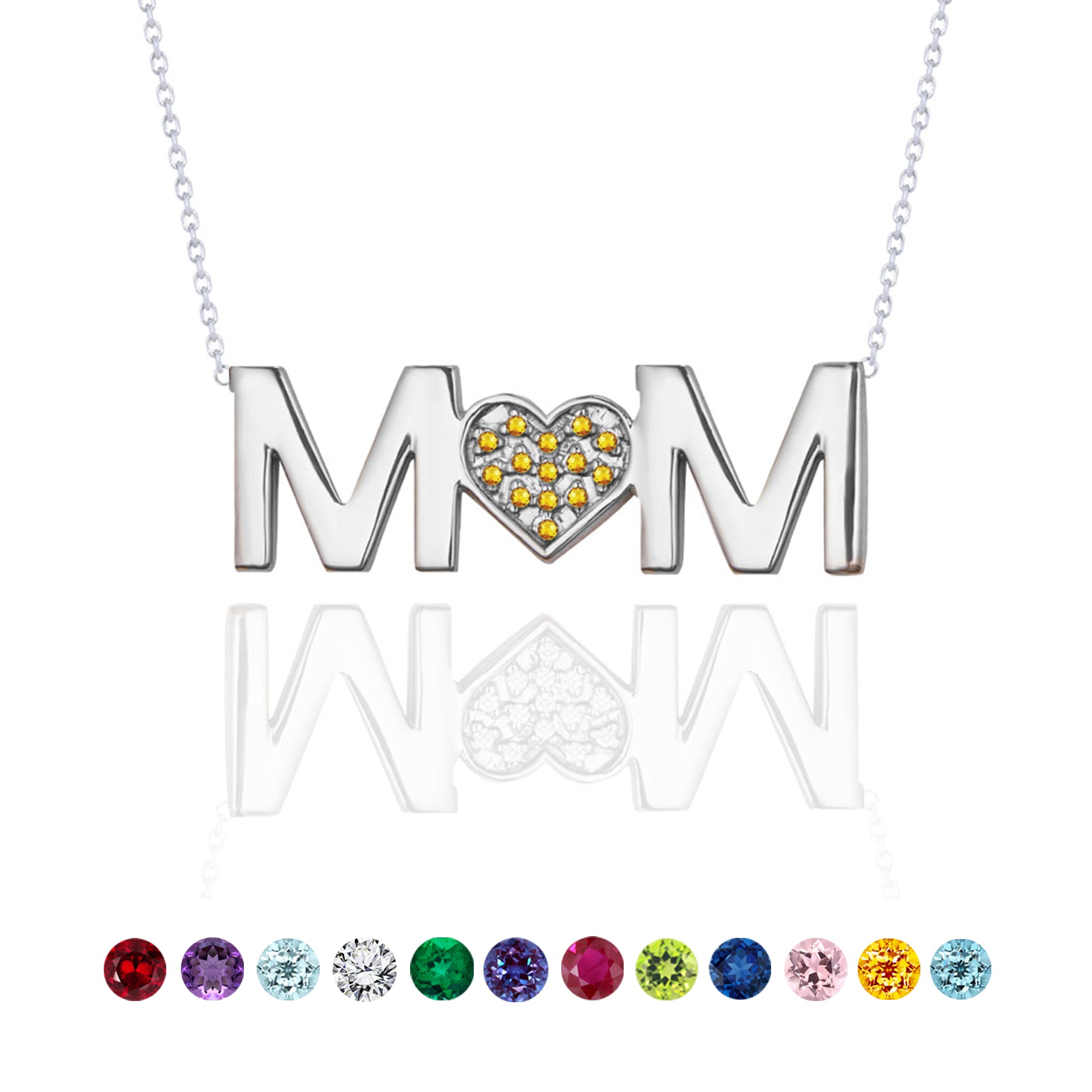 MOM Birthstone Pendant Necklace