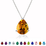 Elegant 1.5 TCW Pear Shaped - Citrine - November Birthstone Prongs Solitaire Slider Pendant Necklace in 18K White Gold over Silver