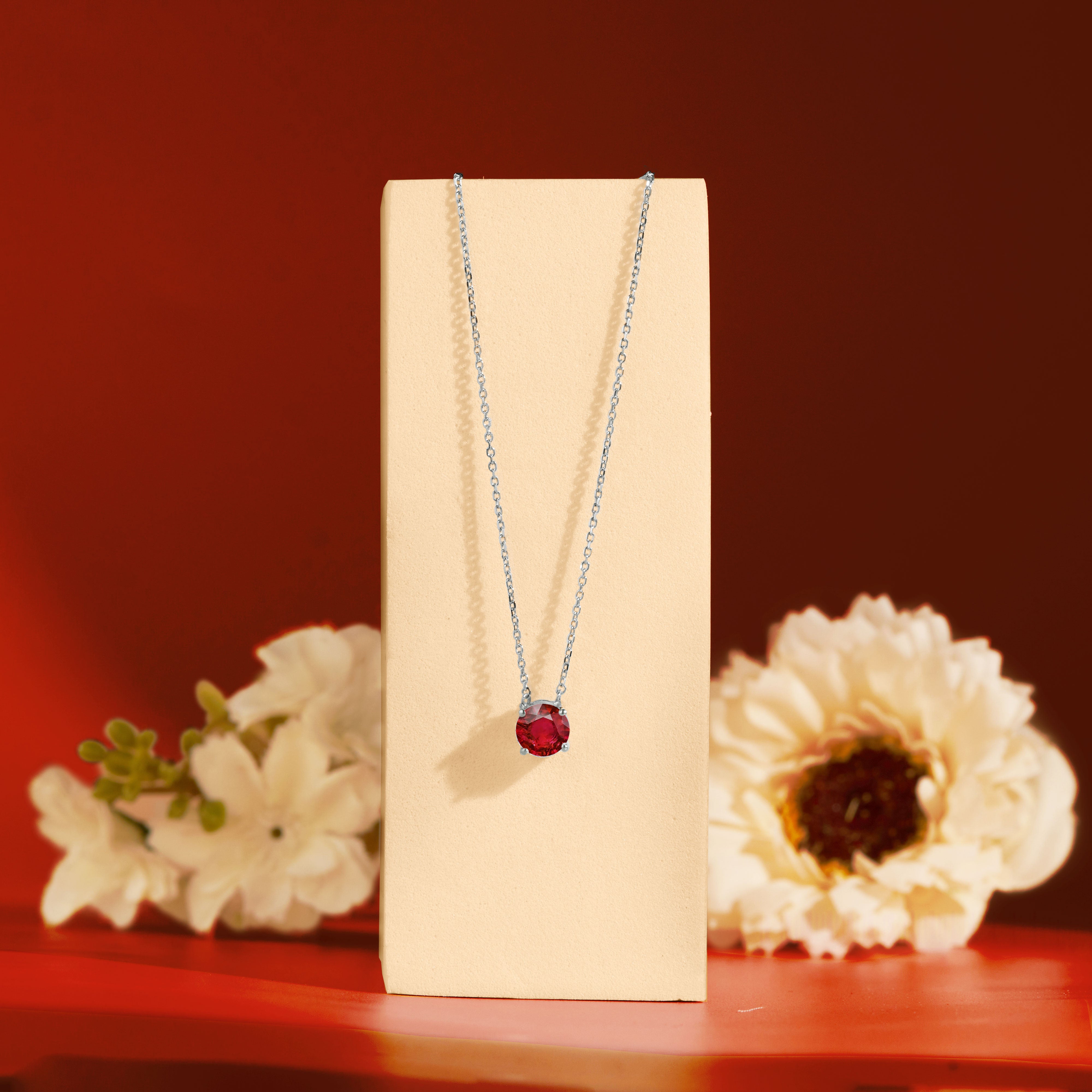 14k Gold Over Silver Lab-Created Ruby Necklace