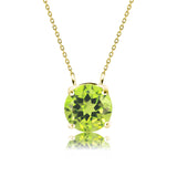 Beautiful 1 Carat Round Cut - Peridot - August Birthstone Solitaire Pendant Necklace in 18k White Gold over Silver, Female, Adult