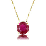 Beautiful 1 Carat Round Cut - Ruby - July Birthstone Solitaire Pendant Necklace in 18k White Gold over Silver, Female, Adult