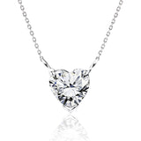 Gorgeous 1 Carat Heart Cut Moissanite Pendant Necklace in 18K White Gold Plating over Silver