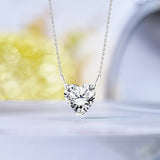 Gorgeous 1 Carat Heart Cut Moissanite Pendant Necklace in 18K White Gold Plating over Silver