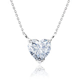 Gorgeous 1 Carat Heart Cut - Cubic Zirconia - April Birthstone Pendant Necklace in 18K White Gold Plating over Silver