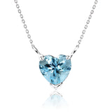 Gorgeous 1 Carat Heart Cut - Blue Topaz - December Birthstone Pendant Necklace in 18K White Gold Plating over Silver