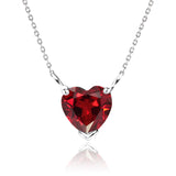 Gorgeous 1 Carat Heart Cut - Garnet - January Birthstone Pendant Necklace in 18K White Gold Plating over Silver