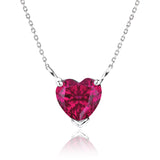 Gorgeous 1 Carat Heart Cut - Ruby - July Birthstone Pendant Necklace in 18K White Gold Plating over Silver