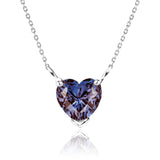Gorgeous 1 Carat Heart Cut - Alexandrite - June Birthstone Pendant Necklace in 18K White Gold Plating over Silver