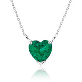 Gorgeous 1 Carat Heart Cut - Emerald - May Birthstone Pendant Necklace in 18K White Gold Plating over Silver