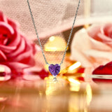 Gorgeous 1 Carat Heart Cut - Amethyst - February Birthstone Pendant Necklace in 18K White Gold Plating over Silver