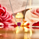Gorgeous 1 Carat Heart Cut - Ruby - July Birthstone Pendant Necklace in 18K White Gold Plating over Silver