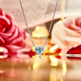 Gorgeous 1 Carat Heart Cut - Aquamarine - March Birthstone Pendant Necklace in 18K White Gold Plating over Silver