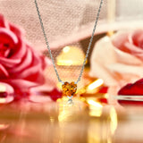 Gorgeous 1 Carat Heart Cut - Citrine - November Birthstone Pendant Necklace in 18K White Gold Plating over Silver