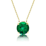 Beautiful 1 Carat Round Cut - Emerald - May Birthstone Solitaire Pendant Necklace in 18k White Gold over Silver, Female, Adult