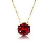 Beautiful 1 Carat Round Cut - Garnet - January Birthstone Solitaire Pendant Necklace in 18k White Gold over Silver, Female, Adult