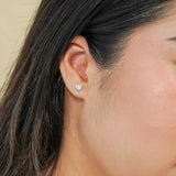 Gorgeous 1 Carat Heart Cut - Cubic Zirconia - April Birthstone Solitaire Stud Earrings in 18K White Gold Plating over Silver