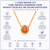 1 Carat Round Cut Champagne Cubic Zirconia Pendant Necklace - Give for Her in Yellow Gold Plating for Women