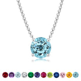 Beautiful 1 Carat Round Cut - Blue Topaz - December Birthstone Solitaire Pendant Necklace in 18k White Gold over Silver, Female, Adult