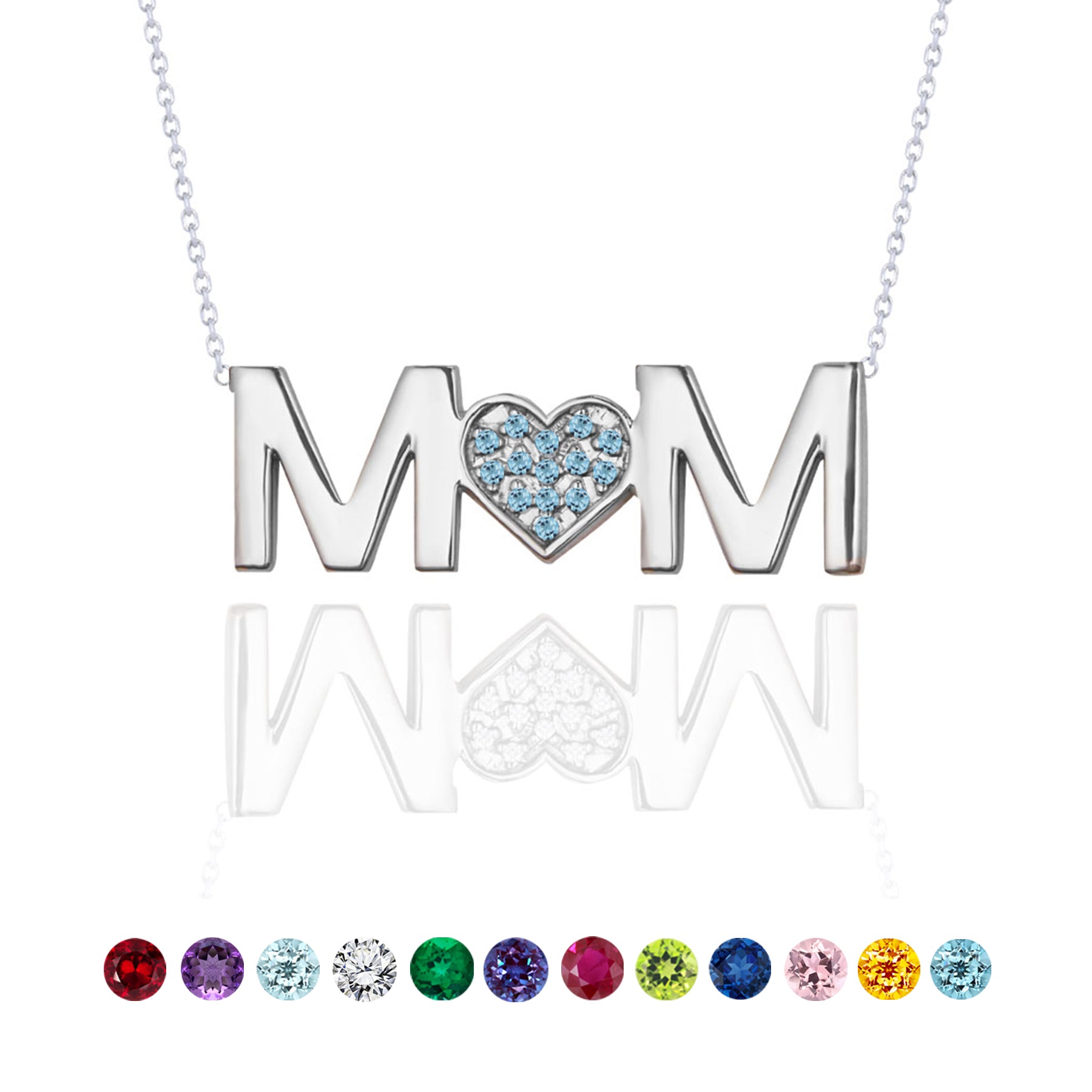MOM Birthstone Pendant Necklace