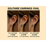 2 Carat Oval Cut Moissanite Solitaire Stud Earrings - 4 Prong - In 18K Rose Gold Plating Over Silver.